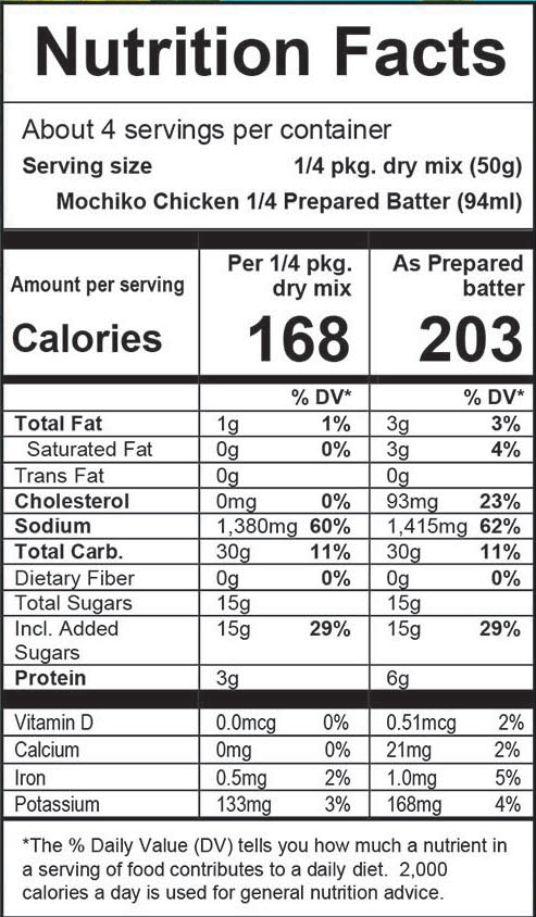 Bread Pudding Mix Ingredients and Nutrition Statement