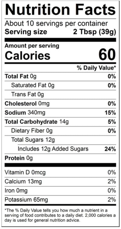 Sweet Island Ginger nutrition statement