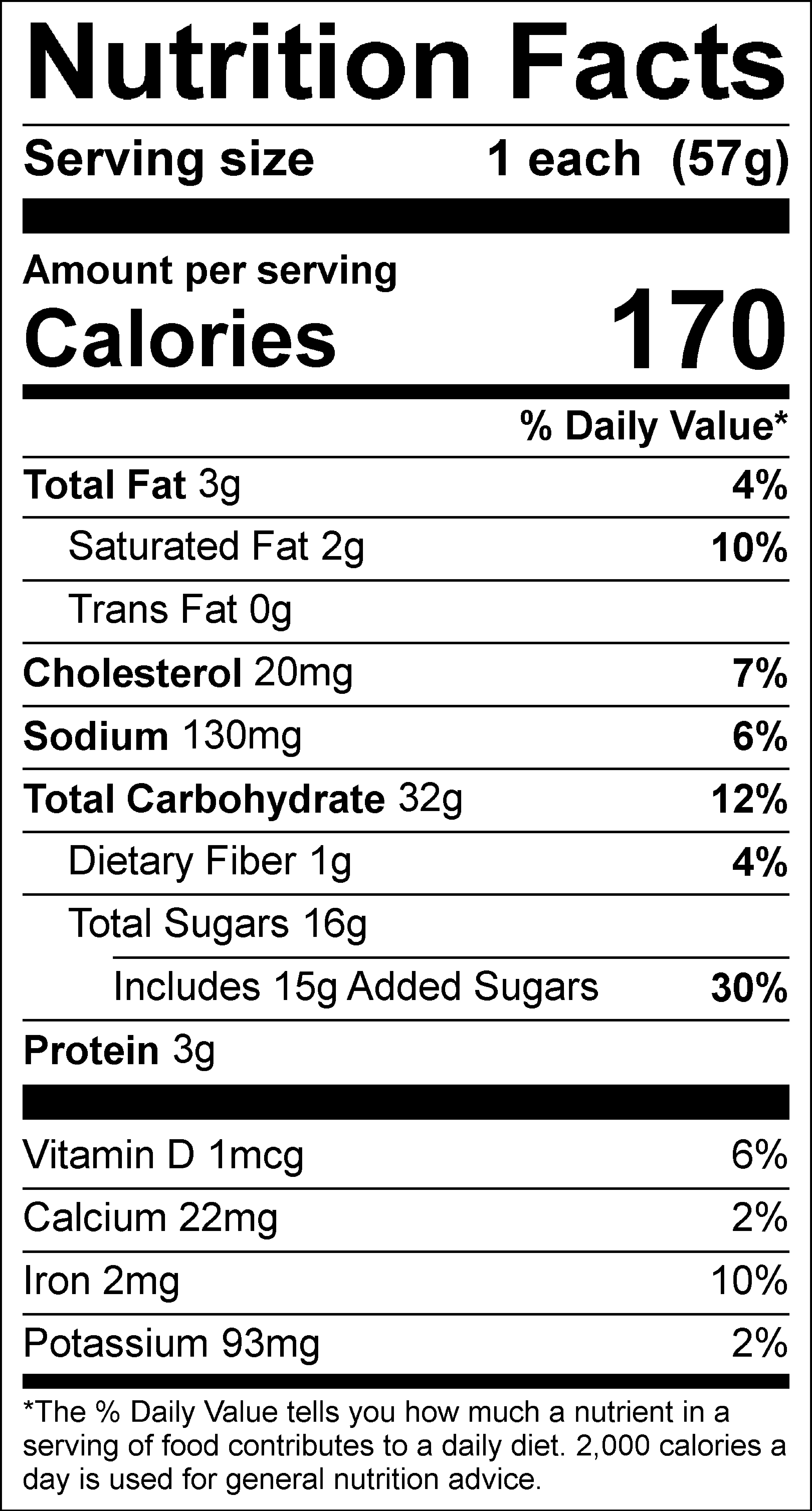 nutritional label of chocolate dobash swirl on the go