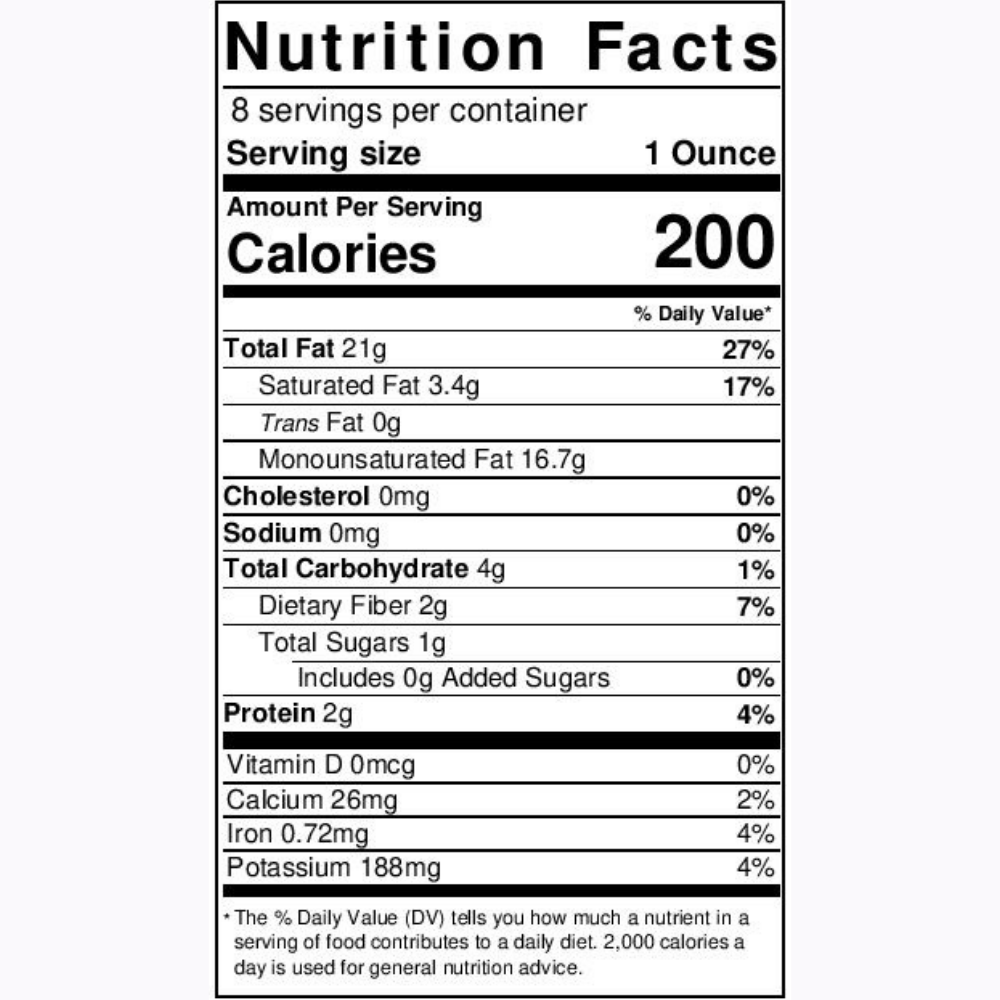 ISLAND HARVEST MACADAMIA NUTS - UNSALTED NUTRITIONAL FACTS LABEL