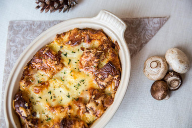 Mushroom &amp; Gruyere Bread Pudding