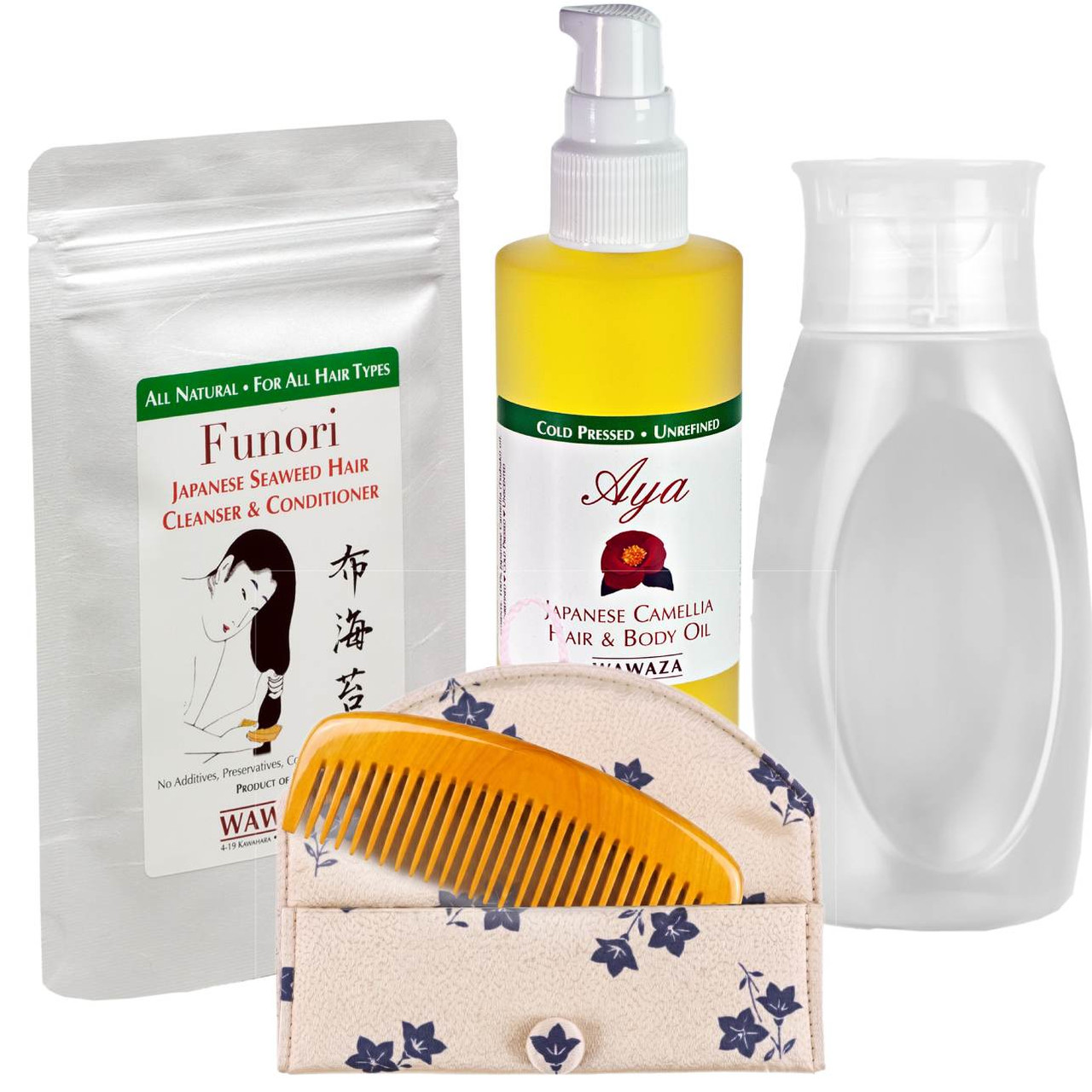 Japanese Hair Care Kit with Tsuge Wood Comb - WAWAZA