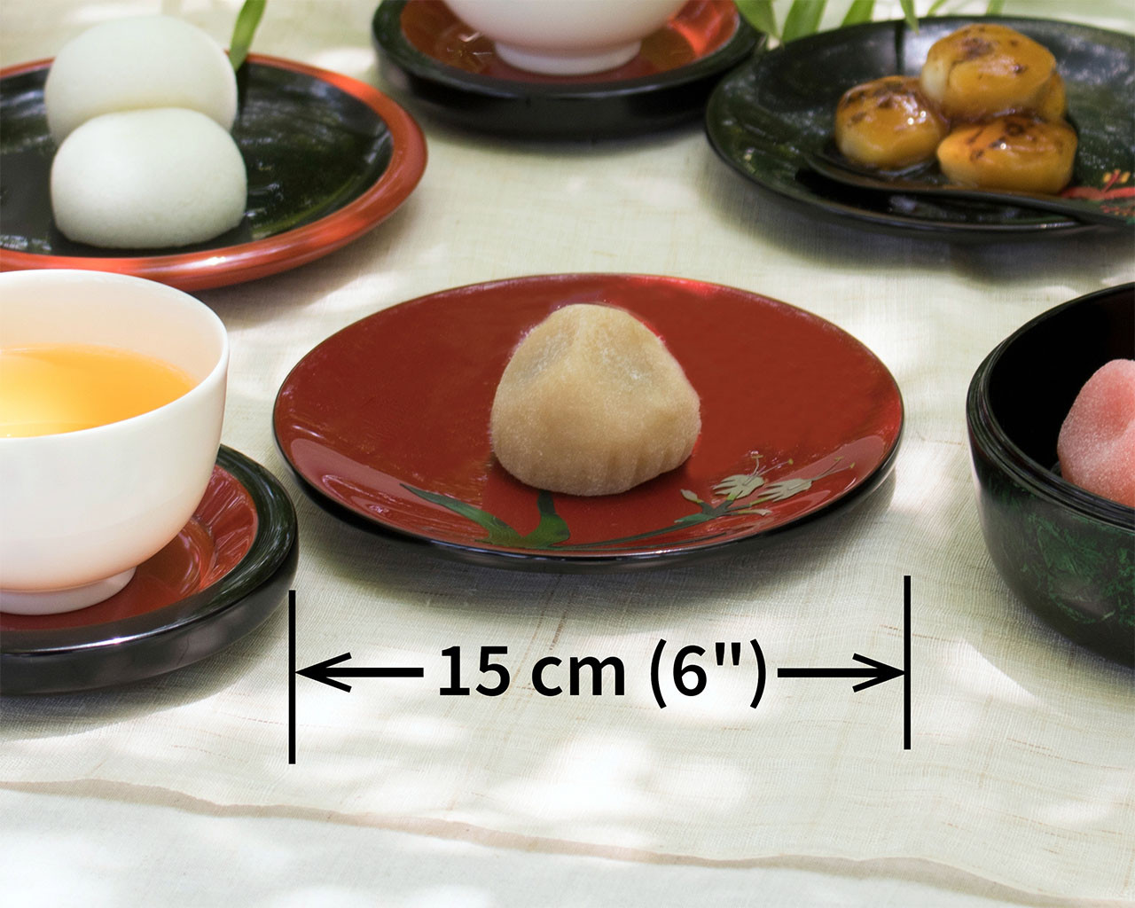 5-Piece Urushi Lacquer Dessert & Appetizer Plate Set, Japanese