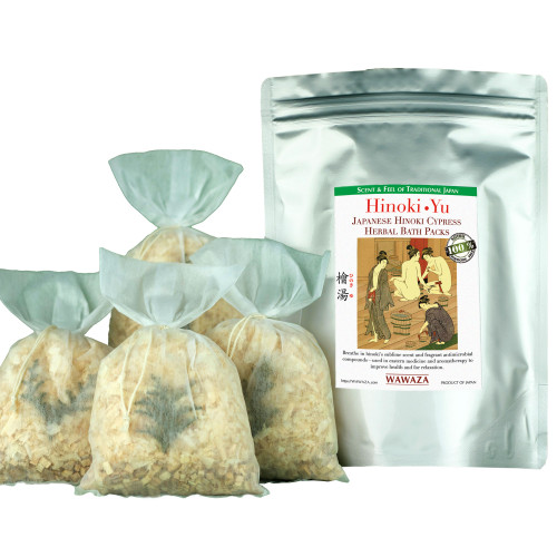 Four Hinoki Cypress traditional Japanese herbal bath packs