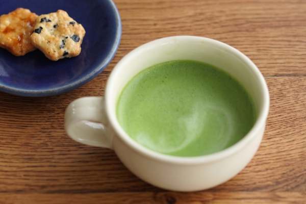 Homemade matcha latte made with Japanese stone-ground matcha