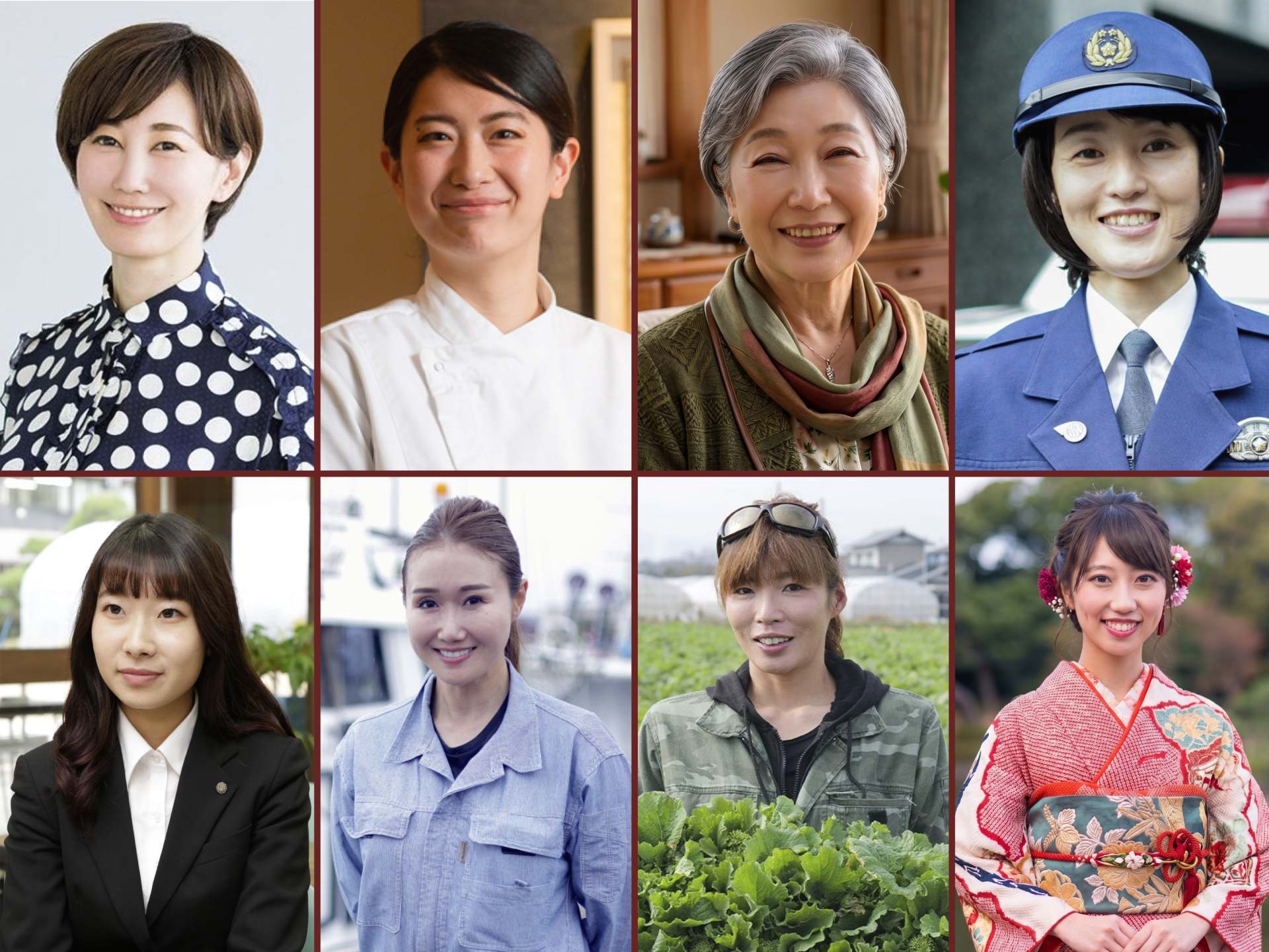 Collage of Japanese women of various ages & professions, embodying wellness, beauty & grace in contemporary Japan