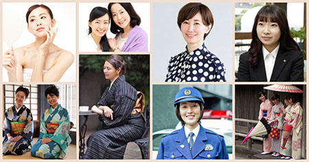 Collage of ordinary Japanese women in various poses