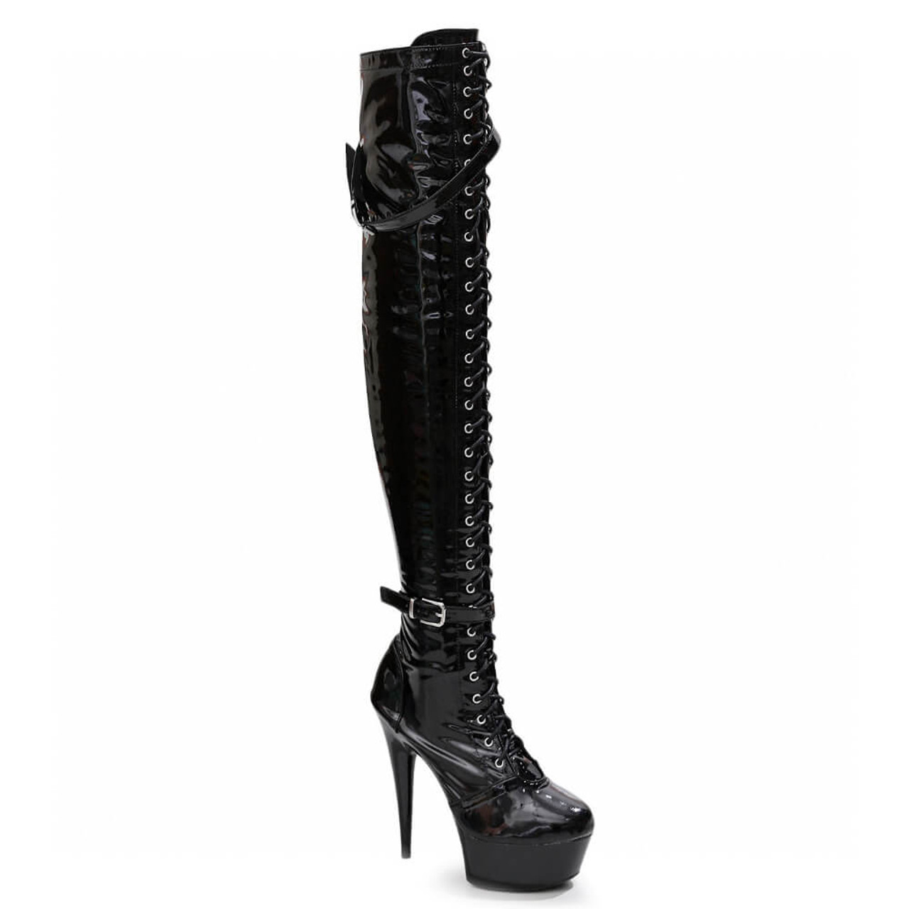 Domina 6 Inch High Heel Governess Shoe - Lace Up Front Fetish Shoe