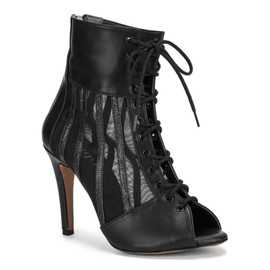Vikky - Strappy Mesh Cutout Lace Up Ankle Booties (Street Sole)