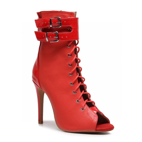 Under the Influence - By Kiira Harper - Open Toe Lace Up Bootie ...