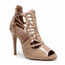 Magdelora - Light Tan Strappy Cut Out Lace Up Heel