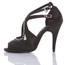 Brittanee - Black Satin Crystal Stiletto Open Toe - 4 inch Heels