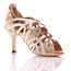 Vaneno - Nude And Gold Open Toe Lace Up Stiletto Sandal - 3 inch Heels