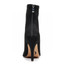 Sierralynn - Vegan black suede lace up ankle bootie stiletto heel