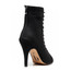 Sierralynn - Vegan black suede lace up ankle bootie stiletto heel