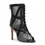 Xiomara - 4 Inch Stiletto - Black Cross Design Lace Up Ankle Boot with Fishnet Mesh