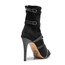 Beauty Ankle Bootie - By Kiira Harper - Made To Order - Open Toe Vegan Suede Stretch Boot With Straps
