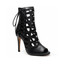 Heel Trap - Vegan Black Leather Open Toe Cage Style Ankle Boot