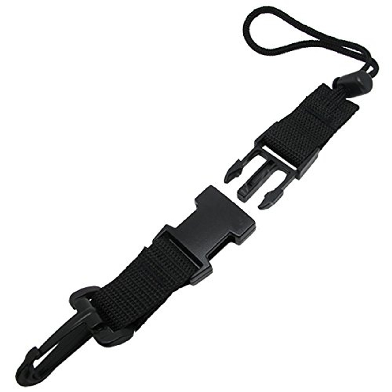 Scuba Diving Dive Black Lanyard Clip w/ Webbing Strap Quick Release Buckle  - scubachoice