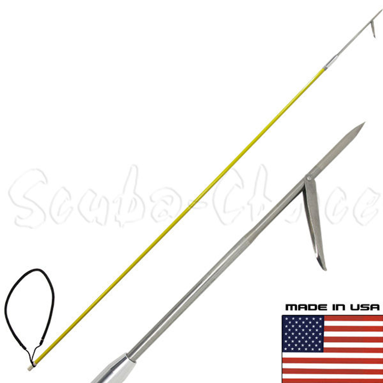 5' One Piece Spearfishing Fiber Glass Pole Spear 3 Prong Barb SS Paralyzer  Tip 