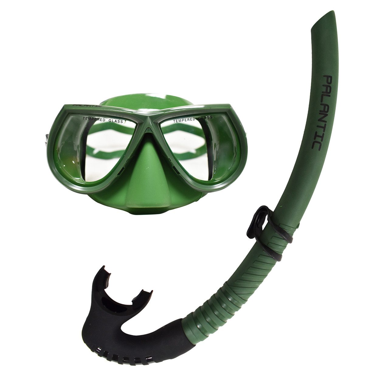 Palantic Green Free Dive Spearfishing Low Volume Mask & Flexible Snorkel  Combo - scubachoice