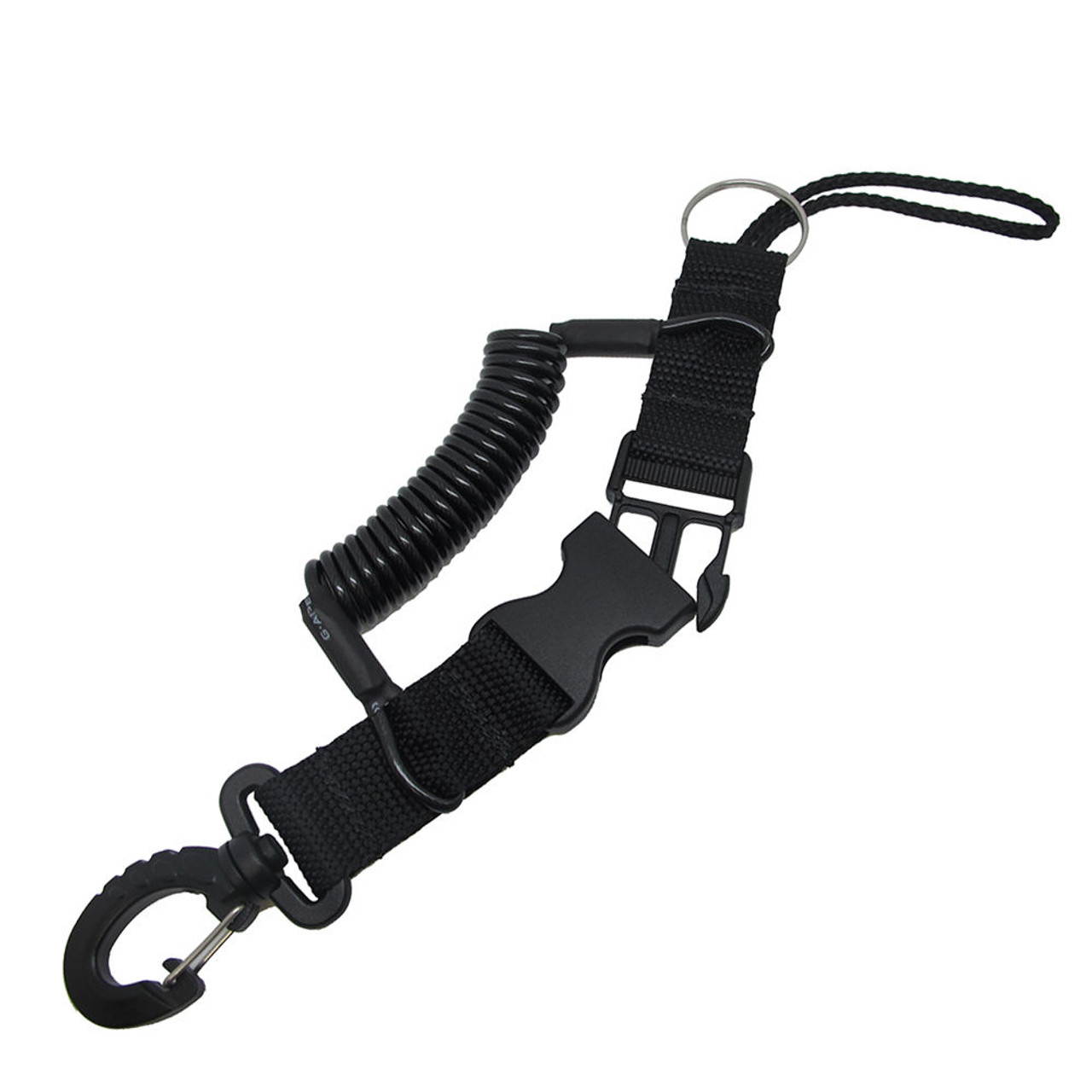 Scuba Diving Dive Black Snappy Coil Camera Lanyard Clip & QB Buckles, 1.3M  Coil - scubachoice