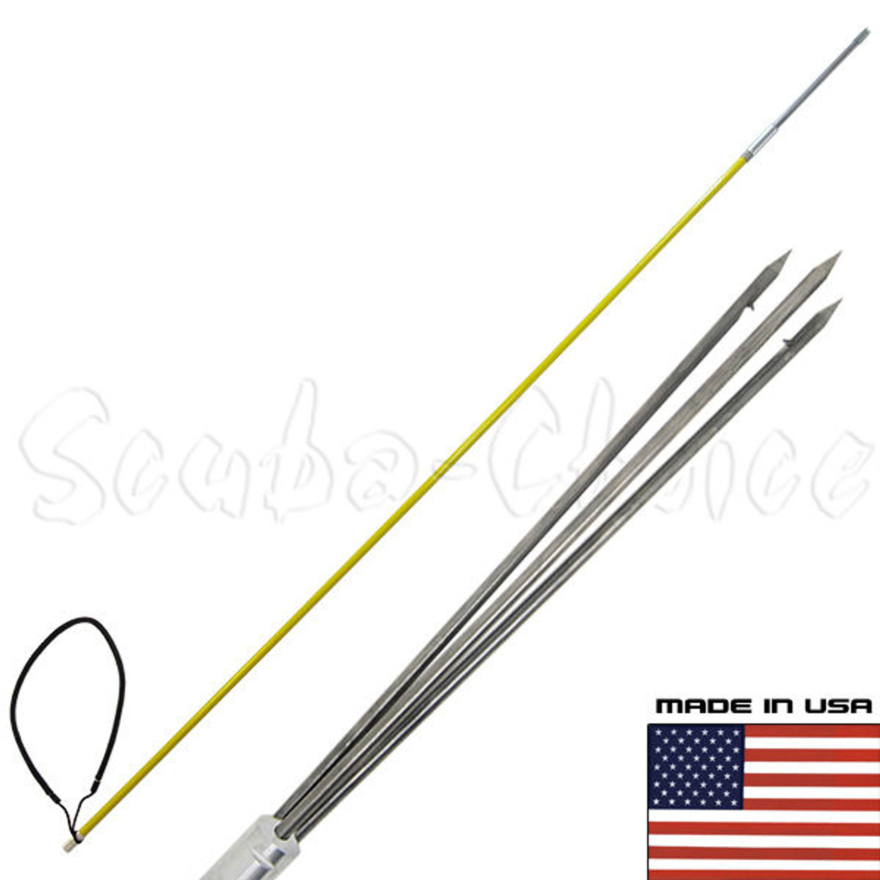 5' One Piece Spearfishing Fiber Glass Pole Spear 3 Prong Barb SS Paralyzer  Tip - scubachoice