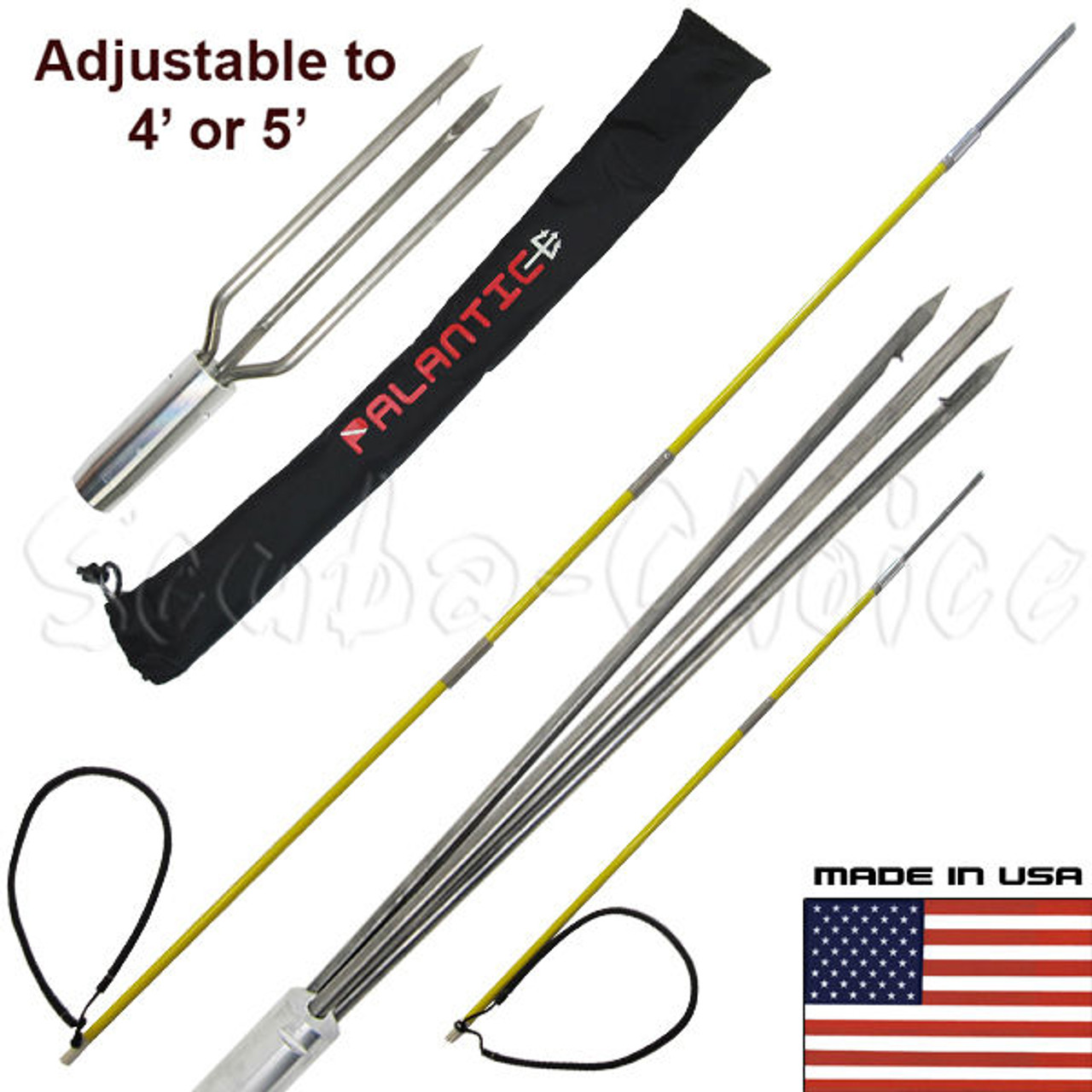 Hawaiian Sling Fishing Spear Set - Travel Fiberglass Pole Spear Harpoon for  Spearfishing with Stainless Steel Single Barb, Lionfish & Paralyzer Tips