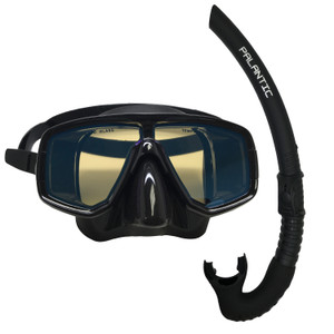 Scuba Choice Mask with Yellpw Mirror Coated Lense + Black/Yellow Snorkel Combo