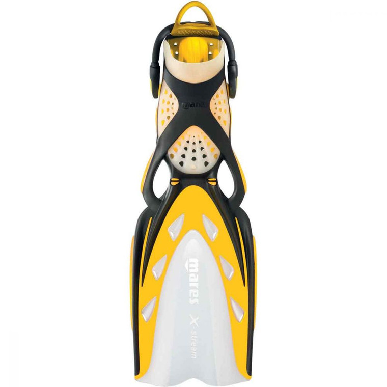 Mares X-Stream Open Heel Fins with Bungee Straps, Black/Yellow