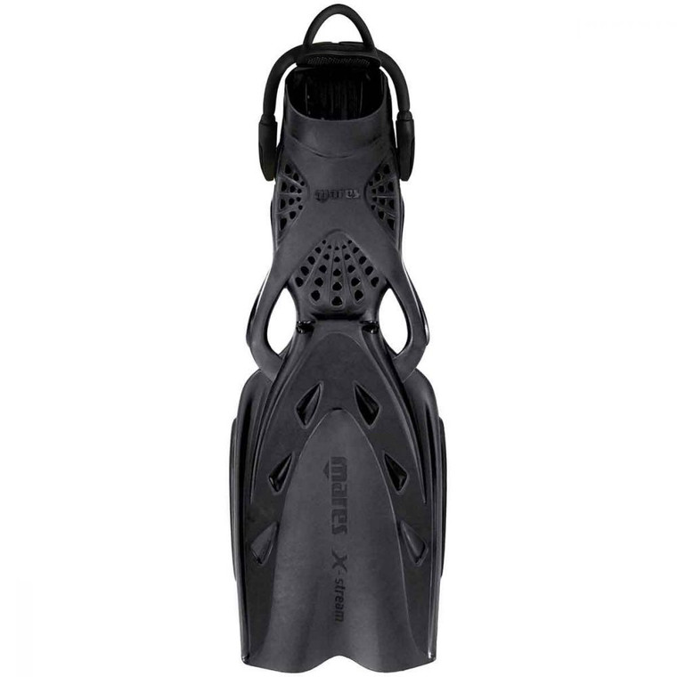 Mares X-Stream Open Heel Fins with Bungee Straps, Black/Black