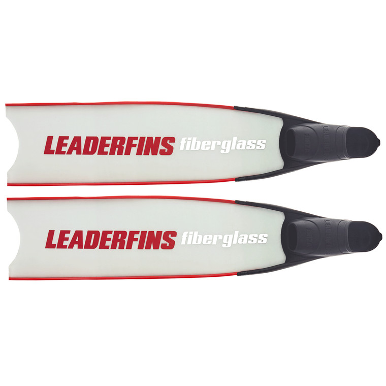 Leaderfins Fiberglass Full Foot Free-diving Fins, Black/Red, Ice(39-40)