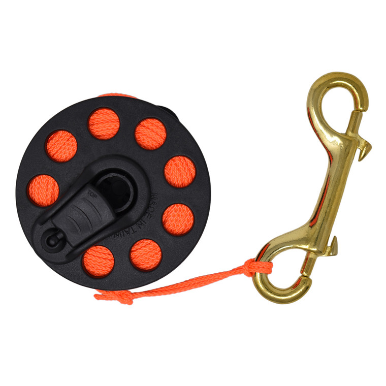 Scuba Diving Compact Finger Spool with Plastic Handle 65ft - Orange Line