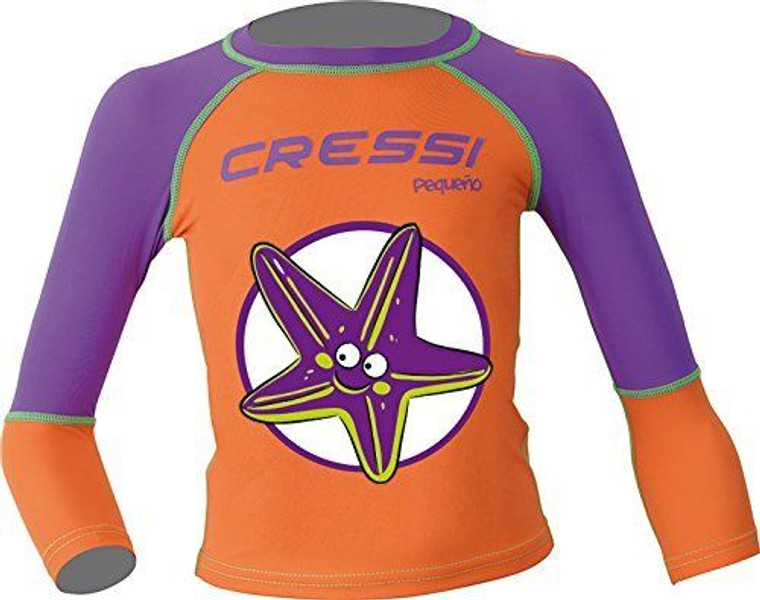 Cressi Purple Pequeno Girls Kids UV UPF+50 Sun Protective Starfish Rash Guard