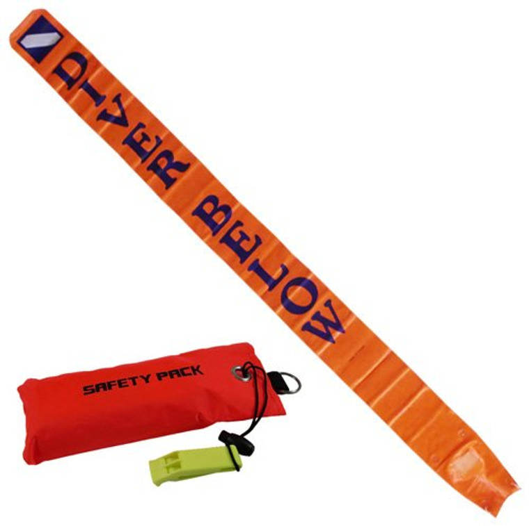 Scuba Choice Diver Below 6ft Surface Marker with Pouch & Whistle