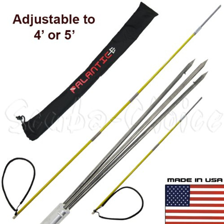 6' Travel Spearfishing 3Piece Pole Spear 3 Prong Paralyzer Adjustable to 4' & 5'