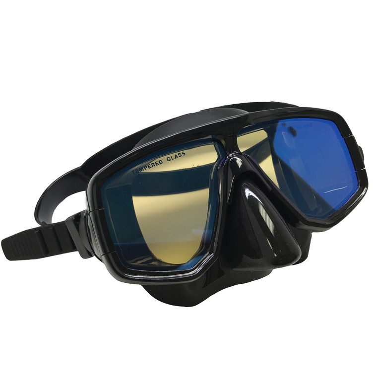 Scuba Choice Silicone Dive Mask With Blue Mirror Coated Lense