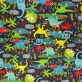 Dino's on Navy Cotton Woven Dino's on Navy Cotton Woven