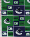 Sykel Enterprises Licensed NHL Official Vancouver Canucks Green and Blue Patchwork Cotton Fabric, SKU# 020VAN