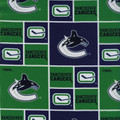 Sykel Enterprises Licensed NHL Official Vancouver Canucks Green and Blue Patchwork Cotton Fabric, SKU# 020VAN