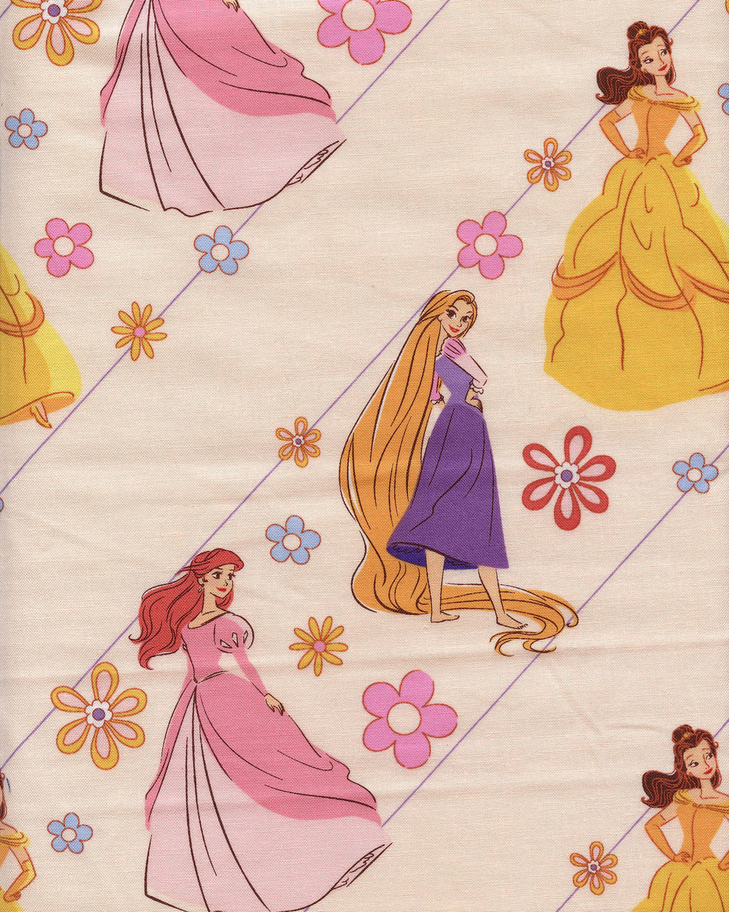 Springs Creative DISNEY PRINCESS - Pastel Floral Diagonal Stripe on ...
