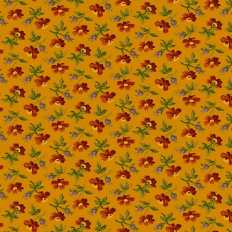 Grasslands Flannel Medium Flowers on Gold