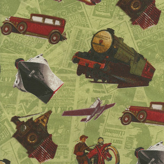TransAtlantique Vintage Vehicles on Green Newspaper