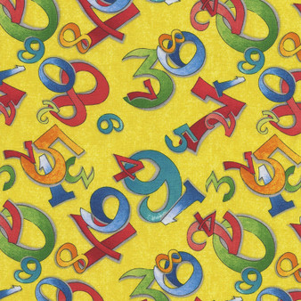 1, 2, 3 Count to Nine Jumbled Numbers on Yellow by Renae Lindgren for Wilmington Prints, SKU# 67179-543