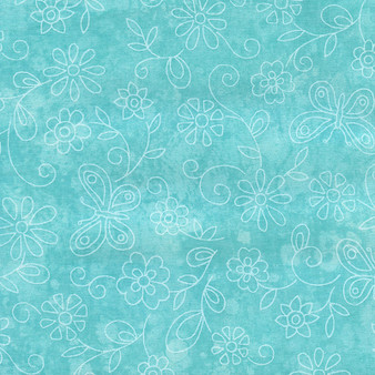Sundrenched Tone-on-Tone Flowers & Butterflies Aqua