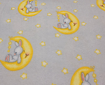 Moon Bunny Grey Flannelette Comfy Print by AE Nathan