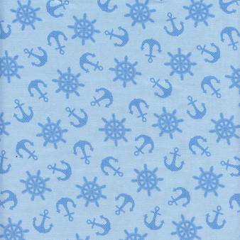 Baby Beluga Lt. Blue Tone-on-Tone Anchors and Stern Wheel Cotton Fabric by P&B Textiles