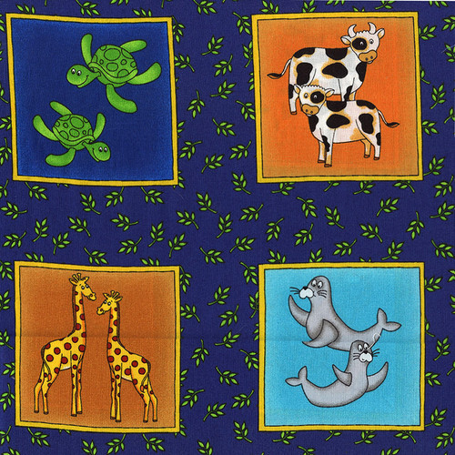Two by Two Animal Squares Fabric by Fabri-Quilt