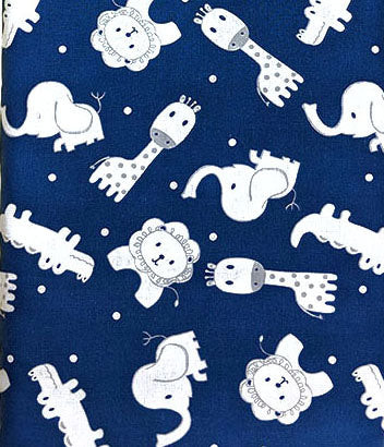 White Jungle Animals on Dark Blue
