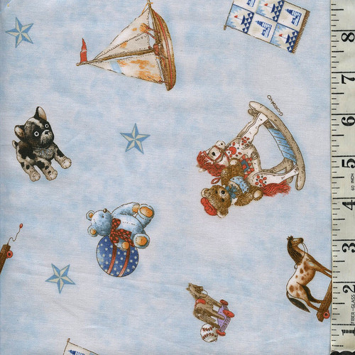 From the Attic Vintage Toys on Blue by Spectrix Fabrics, SKU# 197671-Bl